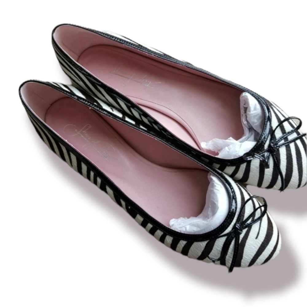 Shoes of prey Animal Print Cow Fur Bow Tie Flats 10 Extra wide US 40 Euro